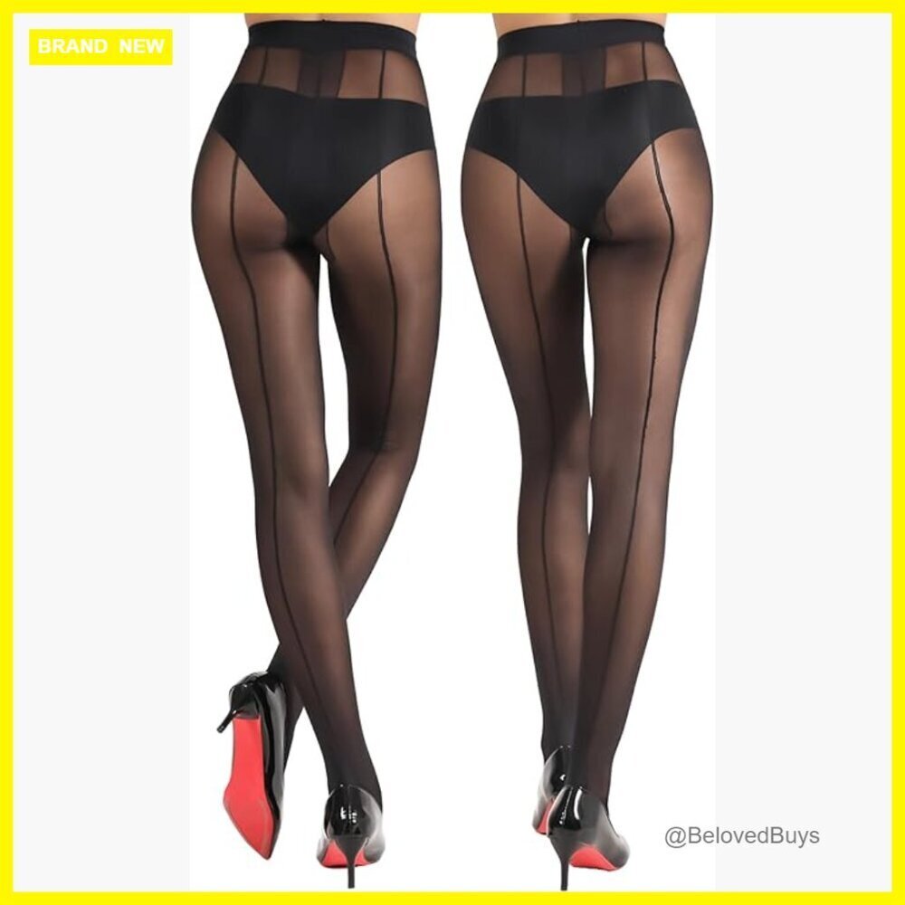 Sheer 20D Tights Backseam T-Crotch High Rise 2 Pairs Size Large